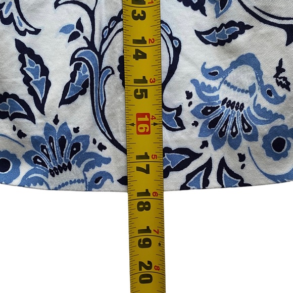 Ann Taylor Loft Skirt Cream Blue Floral Size 0 Petite Floral Pockets Pleated - Picture 10 of 12